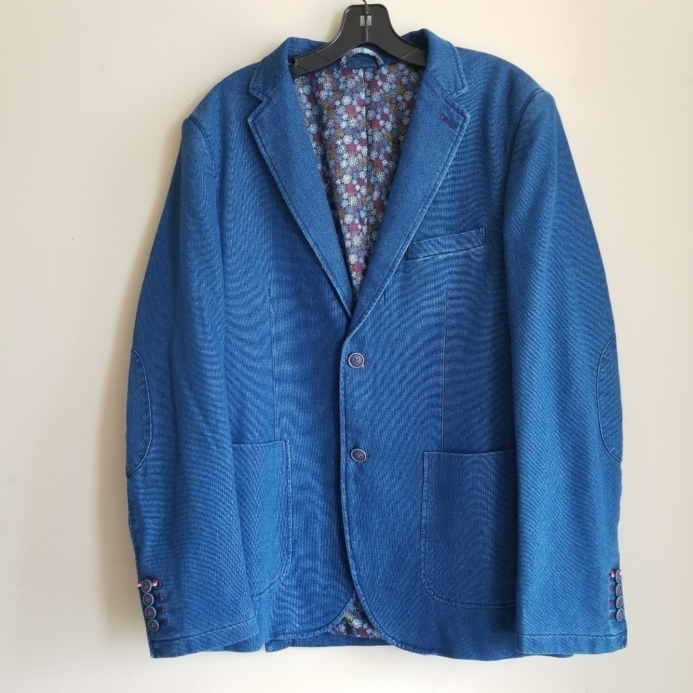 Soul of London Denim Cotton Blend Satin Lined Blazer In GUC Size 42 - Picture 9 of 12